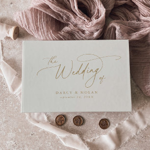 Elegant Charm Ivoor en Gold Wedding Gastenboek