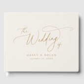 Elegant Charm Ivoor en Gold Wedding Gastenboek (Voorkant)