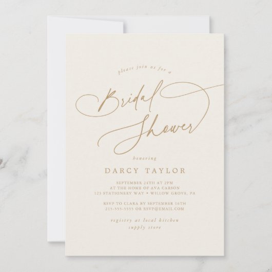 Elegant Charm Ivory Gold Wildflower Vrijgezellenfe Kaart (Voorkant)