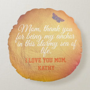 Elegant Charm Print Quote White en Gold Moederdag Rond Kussen