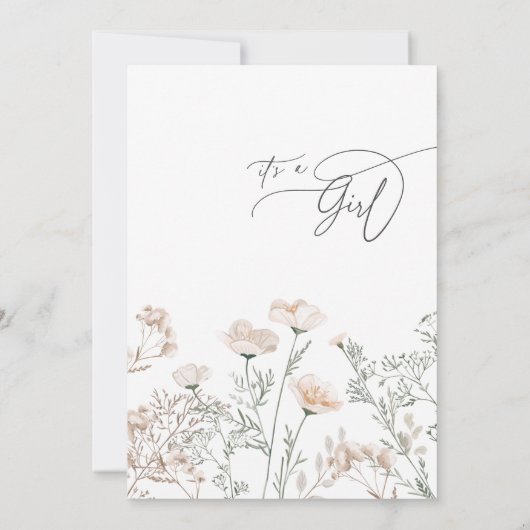 Elegant Charm Sage Groen Wildflower Baby shower Kaart (Achterkant)