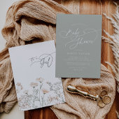 Elegant Charm Sage Groen Wildflower Baby shower Kaart