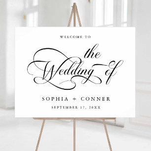 Elegant Charm Script Huwelijk Welkom Teken Poster