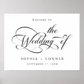 Elegant Charm Script Huwelijk Welkom Teken Poster (Voorkant)