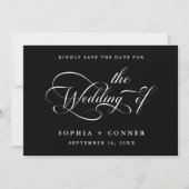 Elegant Charm Script Trouwen Zwart Save The Date (Voorkant)