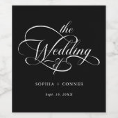 Elegant Charm Script Trouwen Zwart Wijn Etiket (Enkel label)