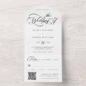 Elegant Charm Script Trouwen Zwart & Wit All In One Uitnodiging (Binnen)