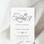 Elegant Charm Script Trouwen Zwart-wit Kaart