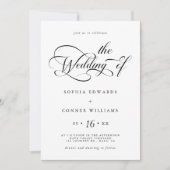 Elegant Charm Script Trouwen Zwart-wit Kaart (Voorkant)