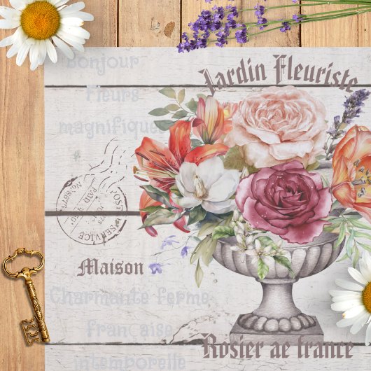 Elegant charmant rustiek hout Bonjour Decoupaging Tissuepapier