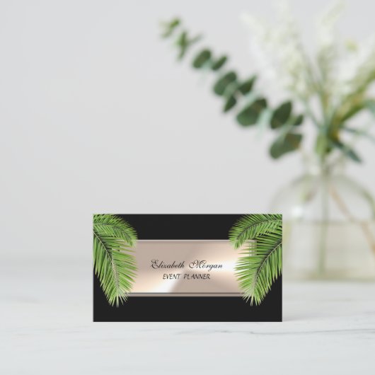 Elegant charming Professional, zwart, palmboom Visitekaartje (Staand voorkant)