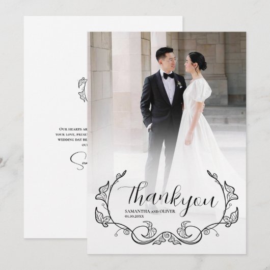 Elegant Charming Simple Photo Thank You Card Save The Date (Voorkant / Achterkant)