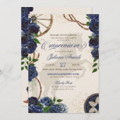 Elegant Charro Blue Roos Western Ranch Quinceanera Kaart (Voorkant / Achterkant)