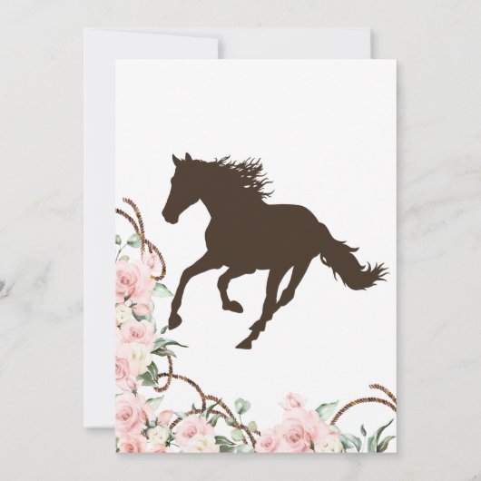 Elegant Charro Quinceanera White Pink Floral Kaart (Achterkant)