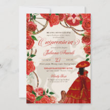 Elegant Charro Red Roses Mariachi Quinceañera
