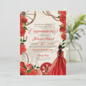 Elegant Charro Red Roses Westerne Ranch Quinceaner Kaart (Staand voorkant)