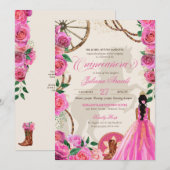 Elegant Charro Roze Westerne Ranch Quinceanera Kaart (Voorkant / Achterkant)