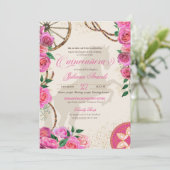 Elegant Charro Roze Westerne Ranch Quinceanera Kaart (Staand voorkant)