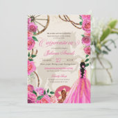 Elegant Charro Roze Westerne Ranch Quinceanera Kaart (Staand voorkant)