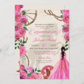 Elegant Charro Roze Westerne Ranch Quinceanera Kaart (Voorkant / Achterkant)