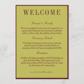 Elegant Chartreuse Burgundy Wedding Welcome Programmakaart (Voorkant)