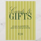 Elegant Chartreuse Cards and Gifts Wedding Sign (Voorkant)