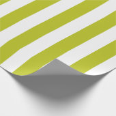 Elegant Chartreuse en wit gestreept patroon Cadeaupapier (Hoek)
