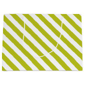 Elegant Chartreuse en wit gestreept patroon Groot Cadeauzakje (Voorkant)