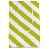 Elegant Chartreuse en wit gestreept patroon Medium Cadeauzakje (Achterkant)