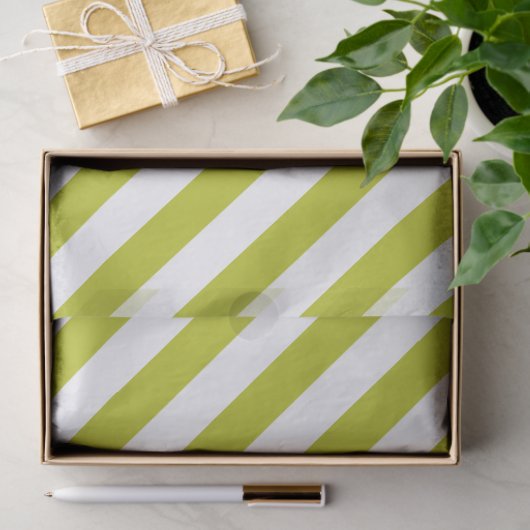 Elegant Chartreuse en Witte Gestreepte Patroon Tissuepapier (Geschenk)