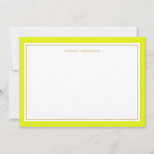 Elegant Chartreuse Gold Border op maat Notitiekaartje