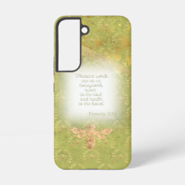 Elegant Chartreuse Green Gold Bee Wreath Bible Samsung Galaxy Hoesje