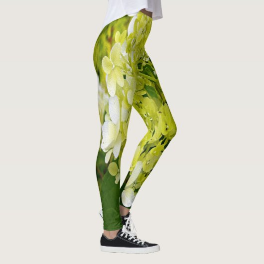 Elegant Chartreuse Green Limelight Hydrangea Leggings (Rechts)