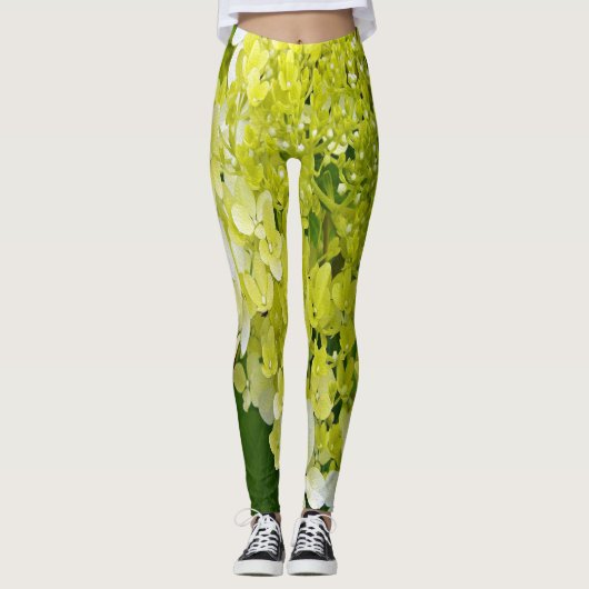 Elegant Chartreuse Green Limelight Hydrangea Leggings (Voorkant)
