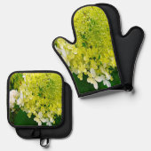 Elegant Chartreuse Green Limelight Hydrangea Ovenwant & Pannenlap Set (Voorkant / Achterkant)