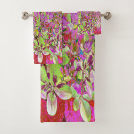 Elegant Chartreuse Green, Pink and Blue Hydrangea Bad Handdoek