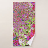 Elegant Chartreuse Green, Pink and Blue Hydrangea Badhanddoek (Badhanddoek)