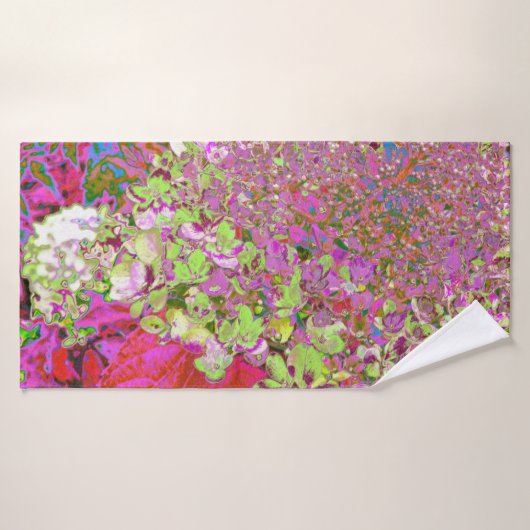 Elegant Chartreuse Green, Pink and Blue Hydrangea Badhanddoek (Badhanddoek)