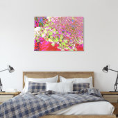 Elegant Chartreuse Green, Pink and Blue Hydrangea Canvas Afdruk (Insitu (Slaapkamer))