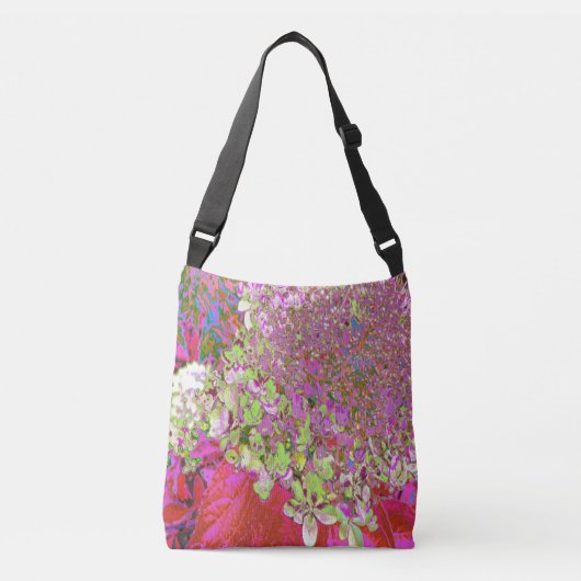 Elegant Chartreuse Green, Pink and Blue Hydrangea Crossbody Tas (Voorkant)