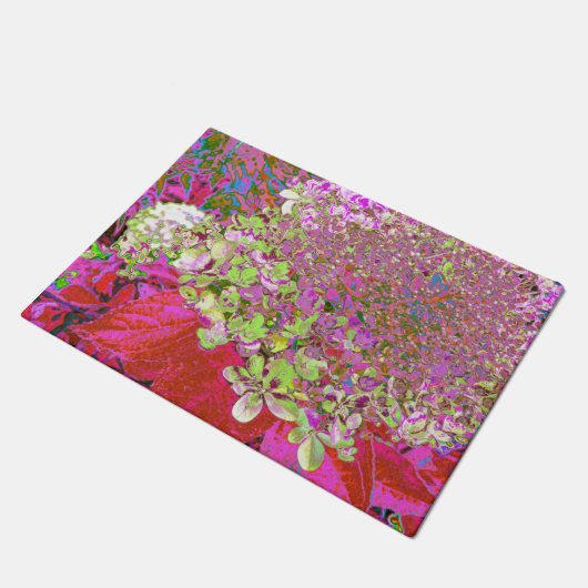 Elegant Chartreuse Green, Pink and Blue Hydrangea Deurmat (Schuin)