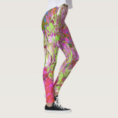 Elegant Chartreuse Green, Pink and Blue Hydrangea Leggings (Rechts)
