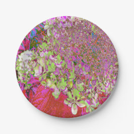 Elegant Chartreuse Green, Pink and Blue Hydrangea Papieren Bordje