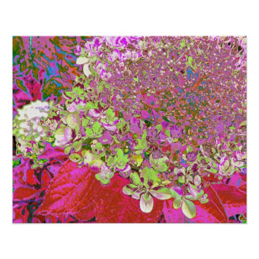 Elegant Chartreuse Green, Pink and Blue Hydrangea Perfect Poster (Voorkant)