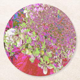 Elegant Chartreuse Green, Pink and Blue Hydrangea Ronde Kartonnen Onderzetter