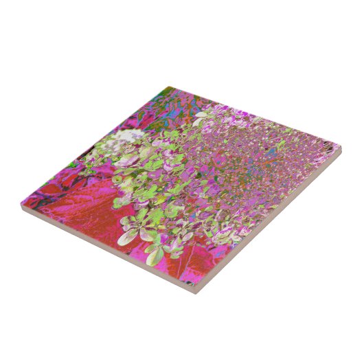 Elegant Chartreuse Green, Pink and Blue Hydrangea Tegeltje (Zijkant)