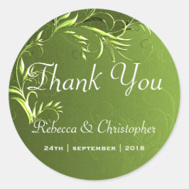 Elegant Chartreuse Green Wedding Bedankt Ronde Sticker