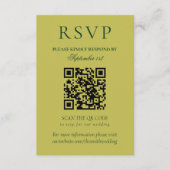 Elegant Chartreuse Minimalist Wedding QR Code RSVP Kaartje (Voorkant)