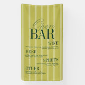 Elegant Chartreuse Stripe Open Bar Menu Wedding Spandoek (Verticaal)
