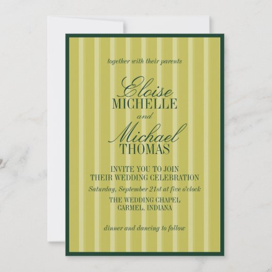 Elegant Chartreuse Stripe Pattern Formal Kaart (Voorkant)